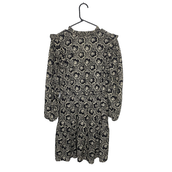 tpo Mini Dress Groovy Abstract Floral Print Puff Sleeve Retro Hippie Size 6 M - Picture 2 of 10